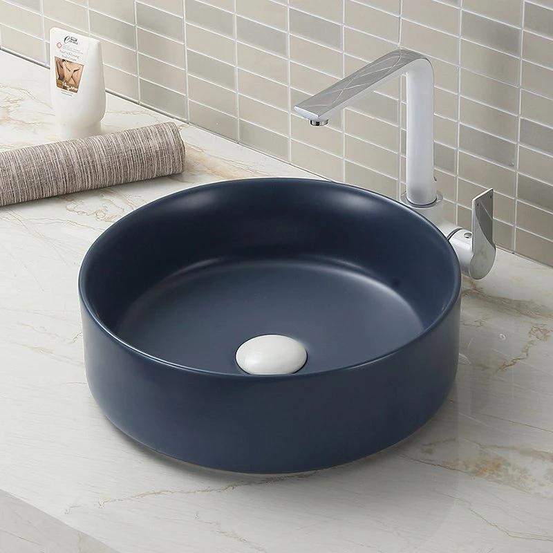 Countertop Ceramic Round Lavabo Sink Luxury Bathroom Green Art Wash Basin