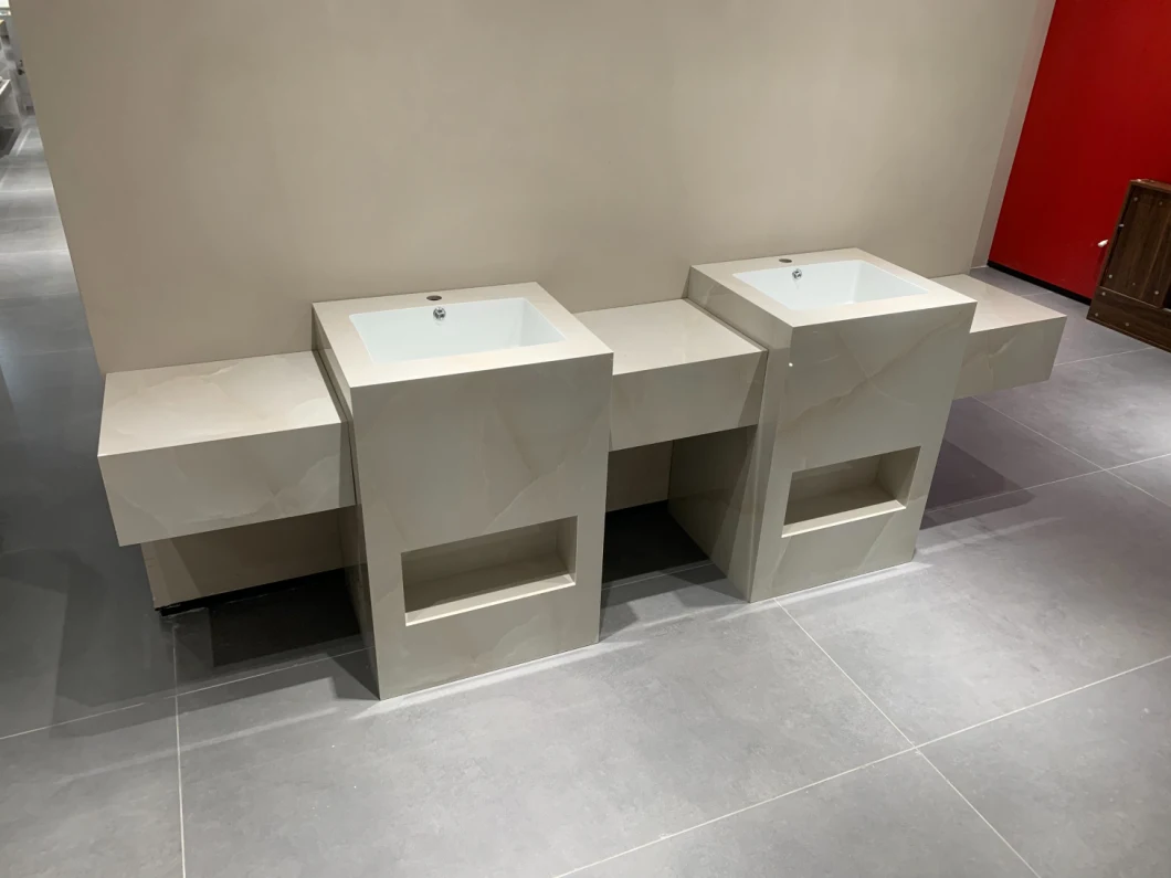 European Design Unique Bathroom Sinks Sintered Stone Rectangular Pedestal Basin