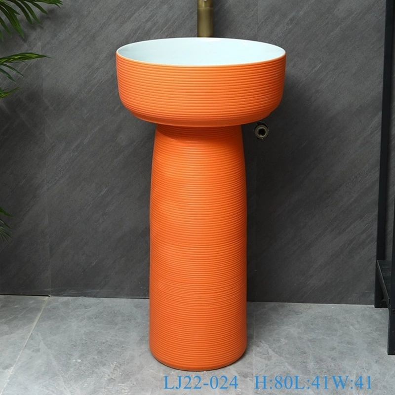 Good Quality Color Glazed Porcelain Bathroom Sink Luxurious Pedestal Wash Basin