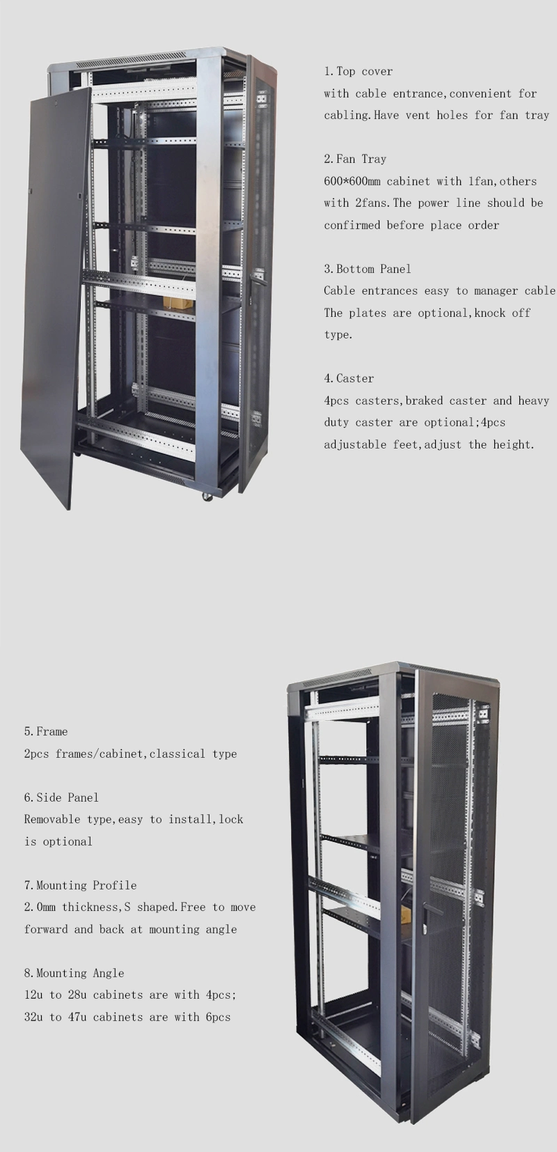 New Server Rack 42u 600X1000 19inch Floor Standing Network Cabinets with 2fans