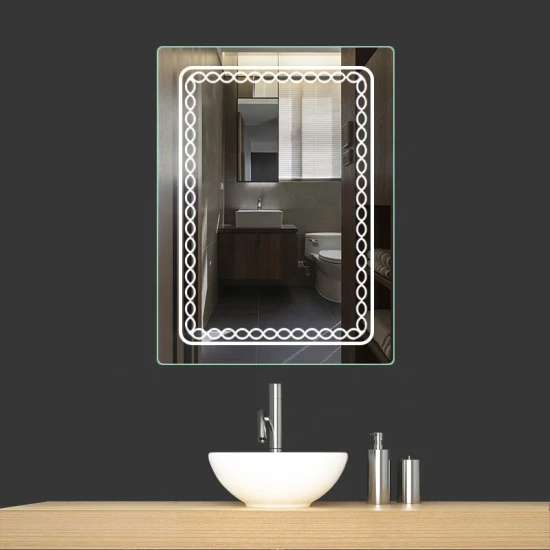 Jinghu personnalisé surdimensionné mural bain vanité éclairer miroir Rectangle écran tactile intelligent salle de bain miroir LED