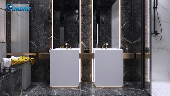 Lavabo de piédestal fait à la main de bol unique de luxe lavabo de piédestal autoportant moderne blanc
