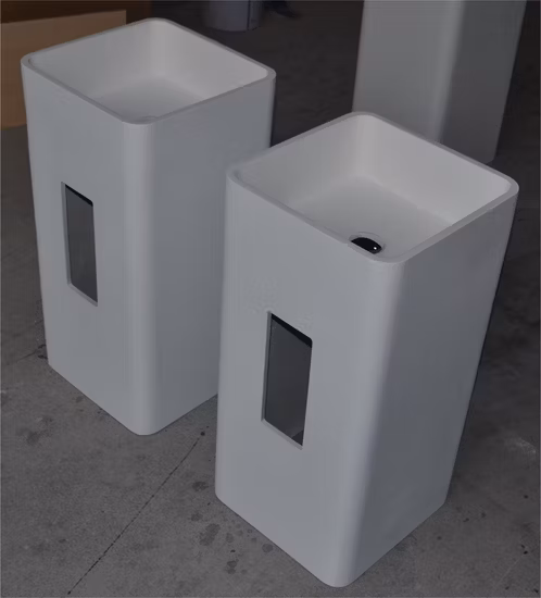 Lavabo de piédestal fait à la main de bol unique de luxe lavabo de piédestal autoportant moderne blanc