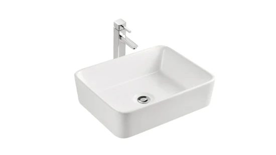 Vaisselle sanitaire Lavabo à poser Lavabo rectangulaire à poser Bassin en céramique européen Table de comptoir Lavabo en porcelaine noire et blanche